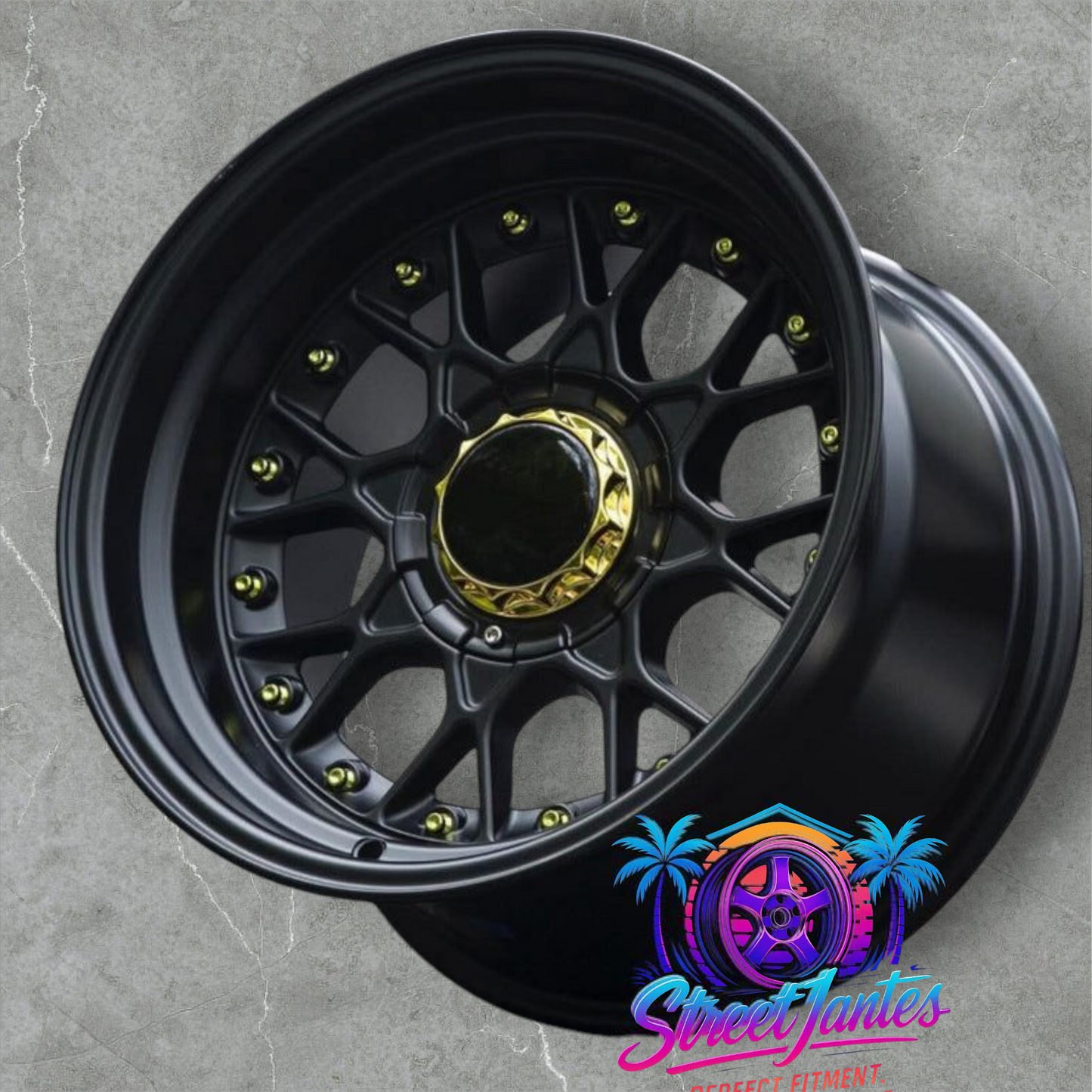 Jantes 15" 4x100 TYPE BBS RS BLACK GOLD 🔥 YKW WHEELS 🔥