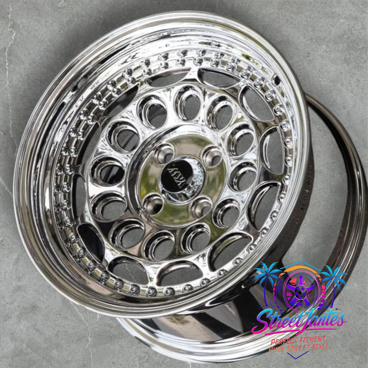 Jantes 15" 4x100 TYPE ROTIFORM HVM FULL CHROME 🔥 YKW WHEELS 🔥
